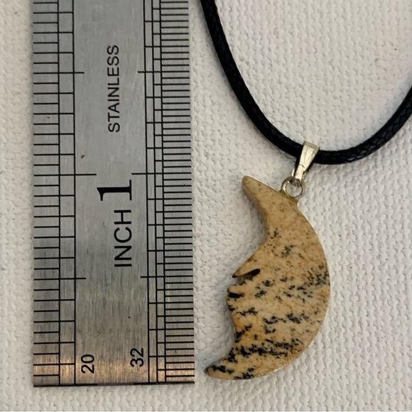 Picture Jasper Crescent MOON Face Pendant Necklace Double Sided Moon in the Moon - Picture 6 of 7